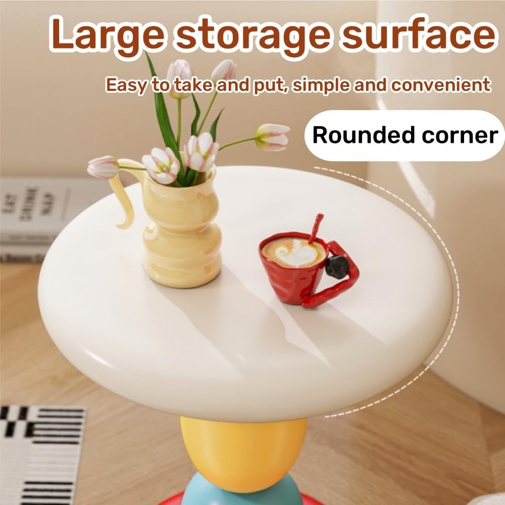 Round Bedside Table, Resin Side Table, Modern Accent Table, Simple Decorative Table, Nightstand, Suitable for Living Room, Bedroom, Hotel(Brown)