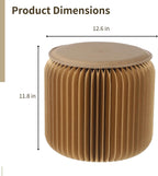 Paper Folding Stool, 12 Inch Kraft Paper Honeycomb Design Stool, 661 Lbs Load Capacity Modern Minimalist Round Seat with PU Cushion for Bedroom, Living Room, Office
