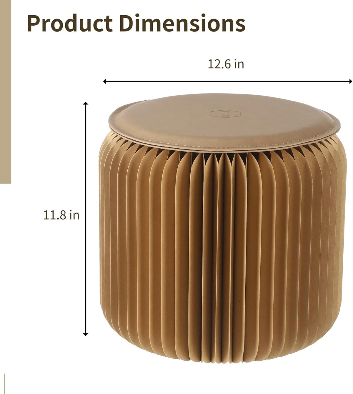 Paper Folding Stool, 12 Inch Kraft Paper Honeycomb Design Stool, 661 Lbs Load Capacity Modern Minimalist Round Seat with PU Cushion for Bedroom, Living Room, Office