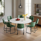 YaFiti 18 inch Modern Dining Chairs Set of 8, Green | Upholstered Wateproof PU Leather Seats, Ergonomic Back, Metal Legs, Kitchen Chairs for Dining Room, Restaurant, Cafe