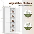 Letaya White Storage Cabinet with Adjustable Shelves-Metal Home Kitchen Pantry Cabinets with Doors,Organization Locker for Cupboard/Bedroom/Dining/Living/Bathroom/Office/Garage Room