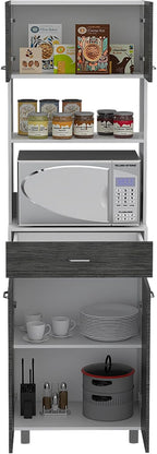 Microwave Cabinet Madison, Kitchen, White/Smokey Oak