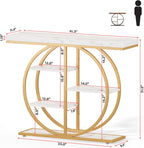LIFECHOVY 41.3" Console Table for Entryway, Industrial Hallway Sofa Table with Storage Shelves, Narrow Accent Decor Living Room Furniture with Circle Base for Foyer, Entrance, White Gold