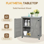 31" Weatherproof Small Storage Cabinet, Storage Cabinets with Water-Based Paint, Tool Cabinet with Magnetic Door for Patio & Garage, Gray