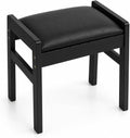 BAMBOOHOMIE Foot Stool Ottoman, Modern Vanity Stool Chair for Makeup with Removable Cushion & Side Handles, Bamboo Ottoman for Living Room Bedroom Office, Small Foot Rest for Couch (Black - Black)