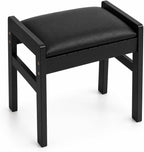 BAMBOOHOMIE Foot Stool Ottoman, Modern Vanity Stool Chair for Makeup with Removable Cushion & Side Handles, Bamboo Ottoman for Living Room Bedroom Office, Small Foot Rest for Couch (Black - Black)
