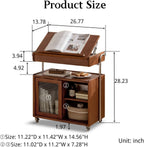 Solid Wood Storage Cabinet with Wheels, Lift Side Table with Adjustable Angled Countertop, Removable End Tables Storage Shelves for Living Room and Bedroom