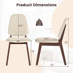 GOFLAME Upholstered Dining Chairs Set of 2, Mid-Century Modern Kitchen Chairs with Padded Seat, Ergonomic Curved Backrest, Rubber Wood Legs, Accent Side Chairs for Dining Room, Living Room, Study