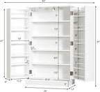 Tangkula Kitchen Pantry Cabinet, 17-Tier Buffet Sideboard with 2 Doors and 6 Adjustable Shelves, Kitchen Storage Cabinet, Space Saving Cupboard for Dining Room Living Room, 23 x 12 x 41 Inch (White)