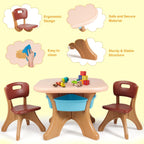 GLACER Toddler Table and Chair Set - 3 Pieces Children Activity Table w/4 Storage Bins, Kids Play Table, Kids Table and Chairs for Reading, Drawing, Playroom, Snack Time