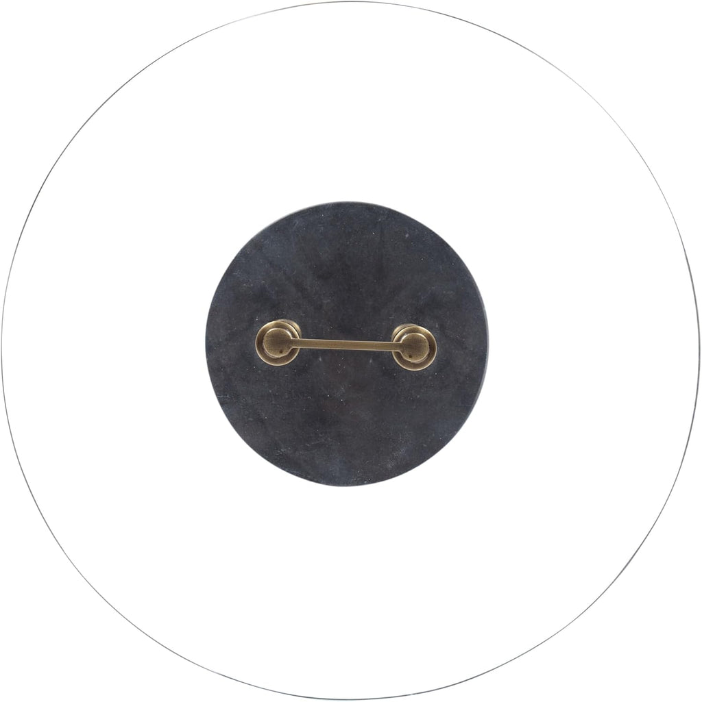 Kate and Laurel Cerullo Modern Round Glass Side Table with Marble Base, 16 x 16 x 24, Antique Brass and Black Marble, Glam Circle End Table for Use as Indoor Plant Stand or Bedroom Nightstand