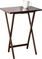 Rubberwood Folding TV Tray Table, Walnut Finish, 19x14.5-Inch