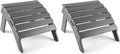Folding Adirondack Ottoman Set of 2, Outdoor Foot Rest, Patio Footstool | Portable, HDPE All Weather, Easy Storage, No Rot or Rust or Crack, Fade Shield, Save Space, Easy-Clean for Indoor or Outdoor