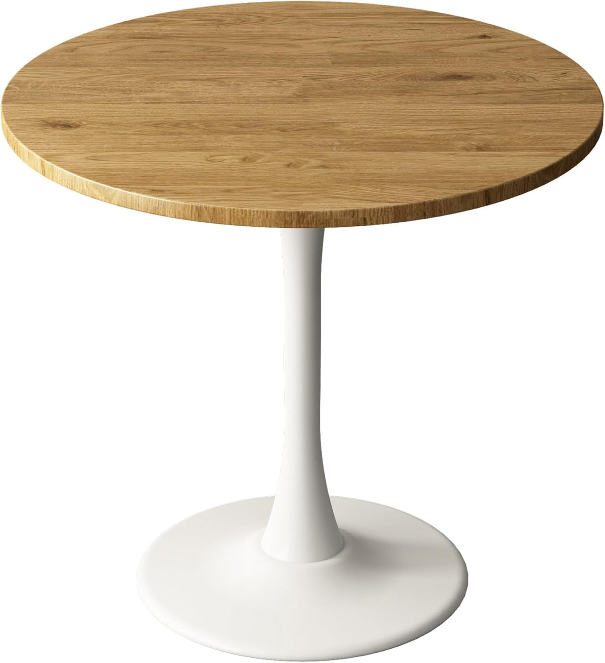 Round Dining Table 30" Circle Tulip Table with Wood Thickened Tabletop & Sturdy Metal Pedestal Mid Century Modern Leisure Bistro Kitchen Tables 4 People Small Places Living Room Cafe,Oak