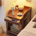 Modern Coffee Table, Sofa Side Table, Movable End Tables, Wooden Bedside Table with Drawer, Corner Tables with Wheels for Living Room, Bedroom, Kitchen(Brown)