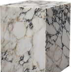 HomeRoots 20" Ivory Marble Square Block End Table