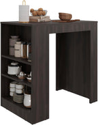 Kitchen Island with Dining Surface and Storage Shelves | Includes three accessible side shelves for kitchen storage
