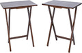 Modern Indoor Folding Tray Table Set of 2, Walnut Finish, Solid Rubberwood, 19 x 14.5 x 26 Inches, Lightweight & Easy to Move, Space-Saving Storage