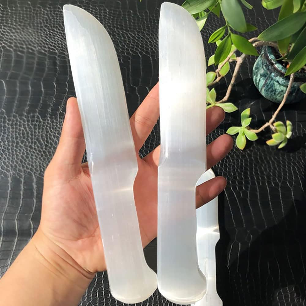 JIC Gem Selenite Crystal Knife White Crystals and Healing Stones for Cutting Etheric Cords 1pc 7.8-10 Inch