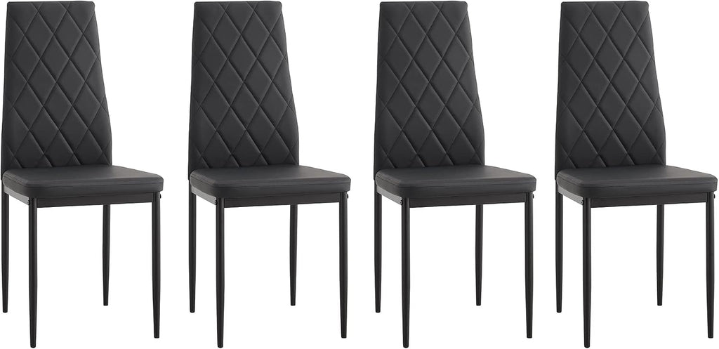 IANIYA Modern Dining Chairs Set of 4, Black Side Dining Room Chairs with Faux PU Leather Padded & High Back, Kitchen Chairs for Dining Room, Living Room, Apartment
