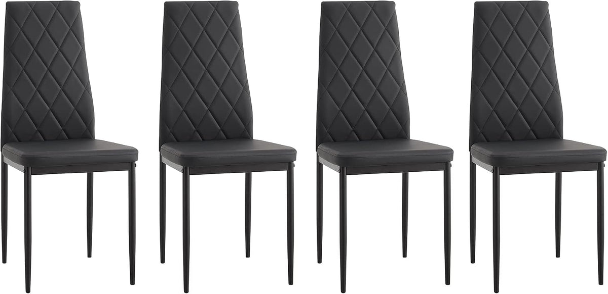IANIYA Modern Dining Chairs Set of 4, Black Side Dining Room Chairs with Faux PU Leather Padded & High Back, Kitchen Chairs for Dining Room, Living Room, Apartment