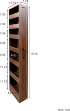 KEIKI 7 Tier Pull-Out Kitchen Pantry Storage Cabinet, Multi-Tier Single-sided Open Shelf, Spice Rack Next to Fridge, Freestanding Wood Hutch Food Pantries Cupboard for Dining Room, Narrow Spaces