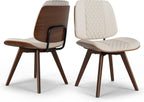 BV Dining Chairs Set of 2, PU Leather Armless Kitchen Chair in Modern Walnut Style, Mid Century Bentwood Side Chair with Wood Legs, Retro Accent Guest Chair for Kitchen Dining Room(Beige)