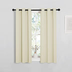 NICETOWN Room Darkening Short Curtain Panels for Small Window, Beige, 2 Panels, W29 x L40 -Inch, Thermal Insulated Grommet Room Darkening Draperies/Drapes for Window