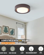 13 Inch Flush Mount Ceiling Light,Oil Rubbed Bronze Finish Plate with Frosted Glass Shade,Round Ceiling Lighting Fixture for Hallway Bedroom Closet Livingroom Kitchen Stairwell (Oil Rubbed Bronze)