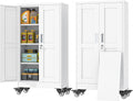 GAIOUS Metal Garage Storage Cabinet with Lock and Wheels, 45.7" Tall Metal Storage Cabinets with Locked Door and 3 Adjustable Shelves, Rolling Tool Cabinet, Utility File Cabinet for Home Office, White