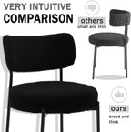 Black Boucle Dining Chairs Set of 6, Upholstered Dinner Chair with Metal Frame, Dining Room Chairs with Padded Seat, Round Modern Seating for Living Room