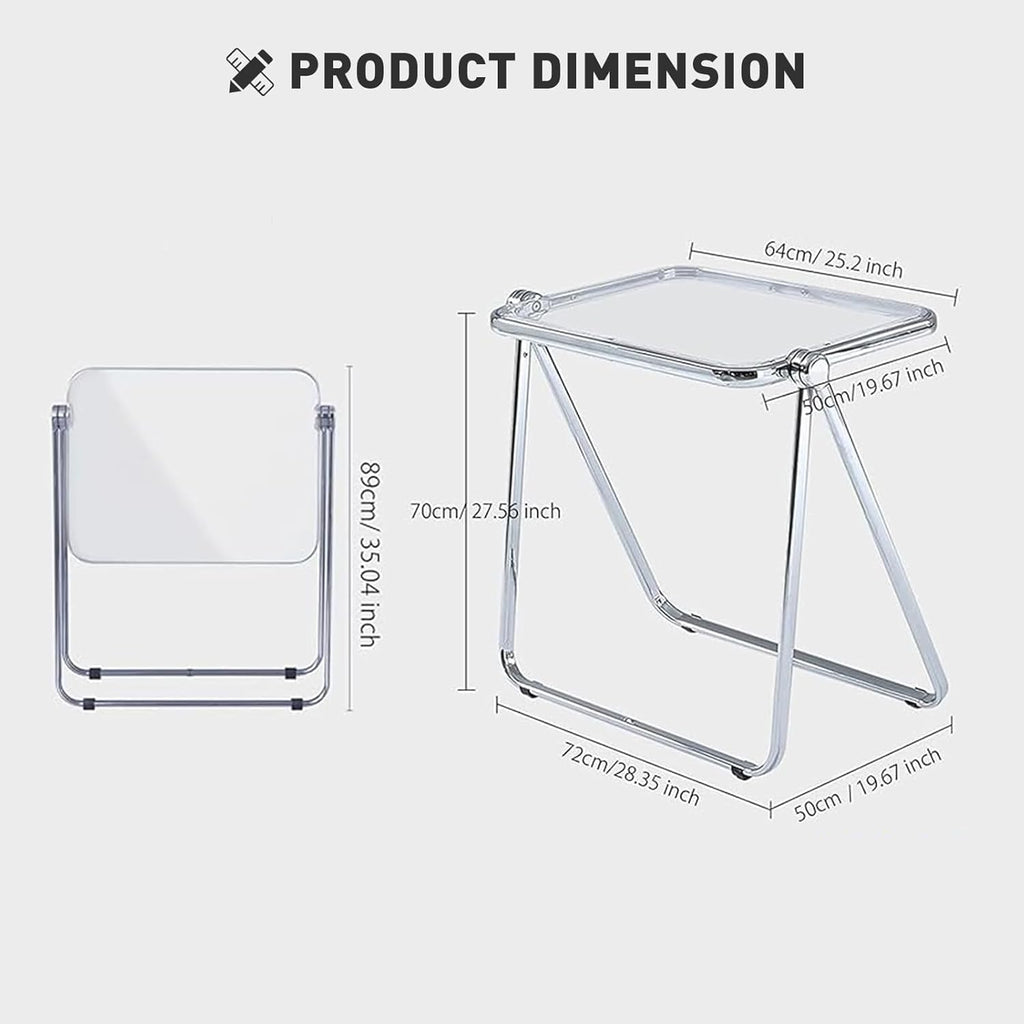 Folding TV Tray Table, Acrylic Foldable Side Desk - No Assembly, Space Saving Tiny Portable Laptop Desk for Small Spaces, Couch, Bedroom, Dorm (Clear)