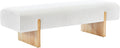 ONEVOG 55" End of Bed Bench with Upholstered Cushion & Natural Solid Wood Legs, Modern Long Ottoman Seat Foot Stool for Bedroom/Entryway/Living Room/Hallway, Support 450lbs, Boucle Fabric, White