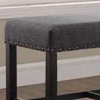 Fabric Counter Height Dining Bench with Nailhead Trim in Grey, Modern Kitchen Bar Stool for Small Spaces, Comfortable Seating with Durable Upholstery