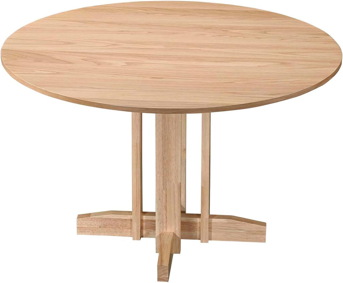 Acanva 47" Small Round Dining Table for 4 Person, MDF Top and Sturdy Wood Base Structure, Modern Design for Kitchen, Compact Space & Apartment, Natural Oak