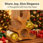 Wooden Wine Rack – Countertop & Freestanding Display – Holds 6 Bottles, Wall-Mountable, Elegant Curved Wine Storage (Brown)