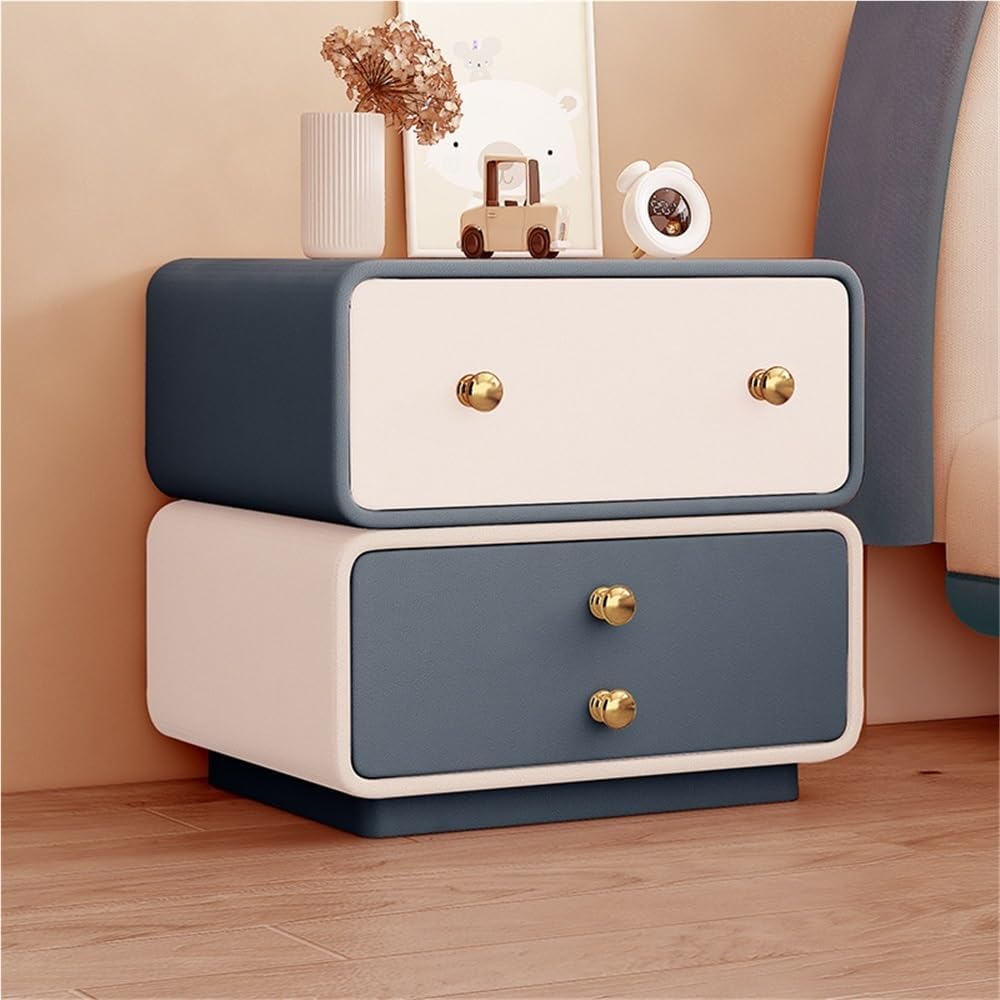Bedside Table, Rotatable Night Stand, Large Capacity Side Table for Bedroom, Living Room(Blue,19.7in)