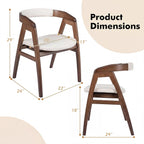 COSTWAY Bamboo Accent Chair, Farmhouse Leisure Dining Chairs w/Comfy Cushion, Curved Backrest, Solid Legs, Upholstered Armchair for Living Room, Bedroom, Kitchen, Walnut