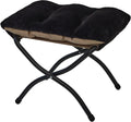 15"(H) Folding Ottoman, Foldable Footrest Stool, Portable Small Foot Stool for Couch, Collapsible Foot Rest Ottoman for Sofa, Accent Padded Ottomans for Living Room, Bedroom, Black