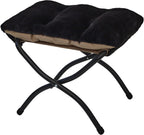 15"(H) Folding Ottoman, Foldable Footrest Stool, Portable Small Foot Stool for Couch, Collapsible Foot Rest Ottoman for Sofa, Accent Padded Ottomans for Living Room, Bedroom, Black
