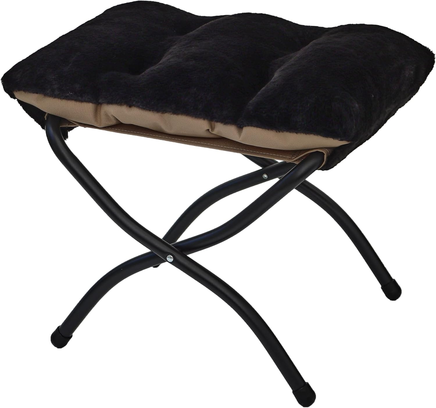 15"(H) Folding Ottoman, Foldable Footrest Stool, Portable Small Foot Stool for Couch, Collapsible Foot Rest Ottoman for Sofa, Accent Padded Ottomans for Living Room, Bedroom, Black