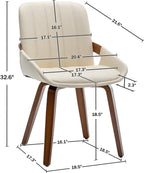 Mid Century Modern Faux Leather Upholstered Dining Chairs,Armless Accent Chairs with Sturdy Natural Wood Legs,Bamboo Backrest Support for Kitchen&Dining Room Chairs(Set of 4,Beige)
