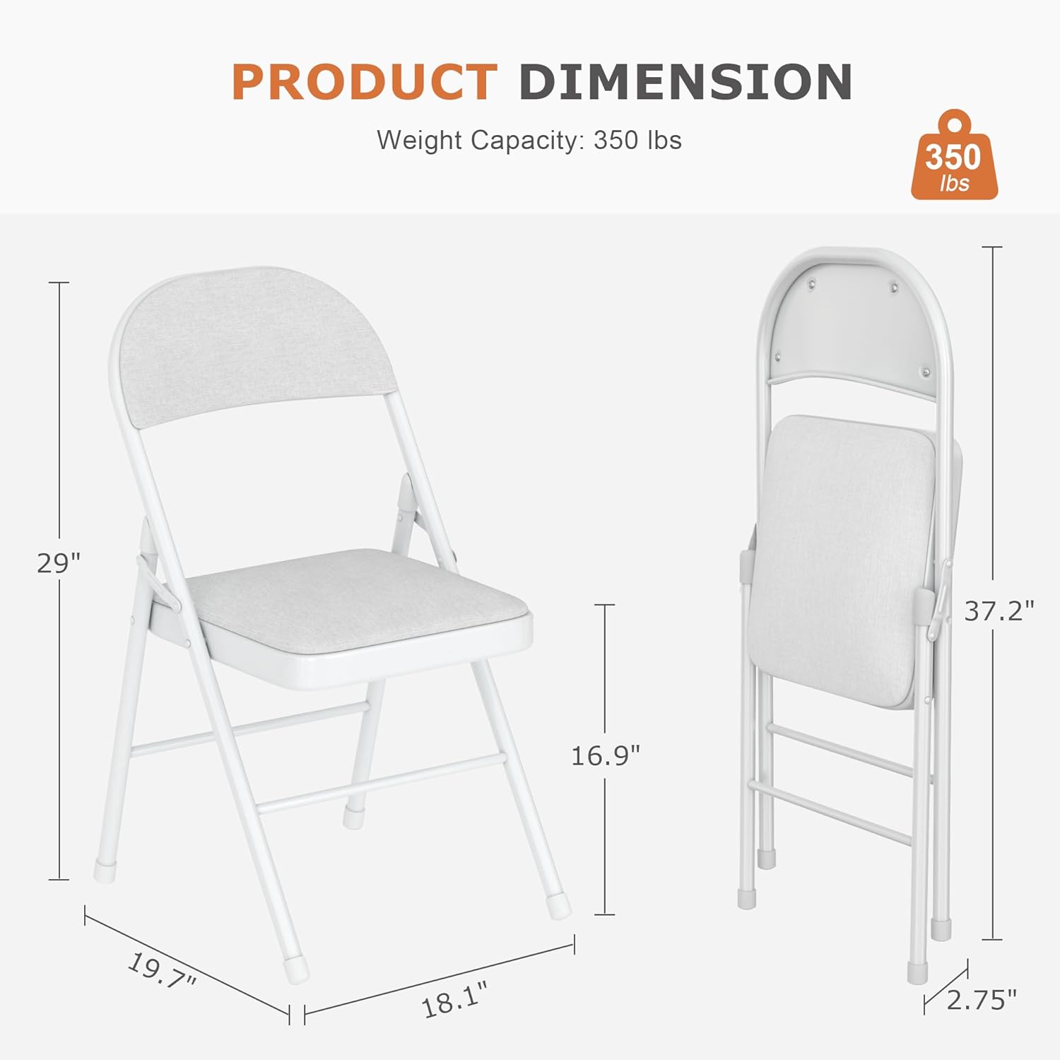 VECELO 5 Piece Folding Card Table Square and Chairs Set, Collapsible Legs & Portable for Indoor/Outdoor, Picnic, Grey & Light Grey
