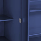 77" Tall Farmhouse Kitchen Pantry Cabinet, Freestanding Food Storage Cupboard with 3 Adjustable Shelves, 8 Door Shelves & 3 Drawers for Kitchen & Dining Room, Blue