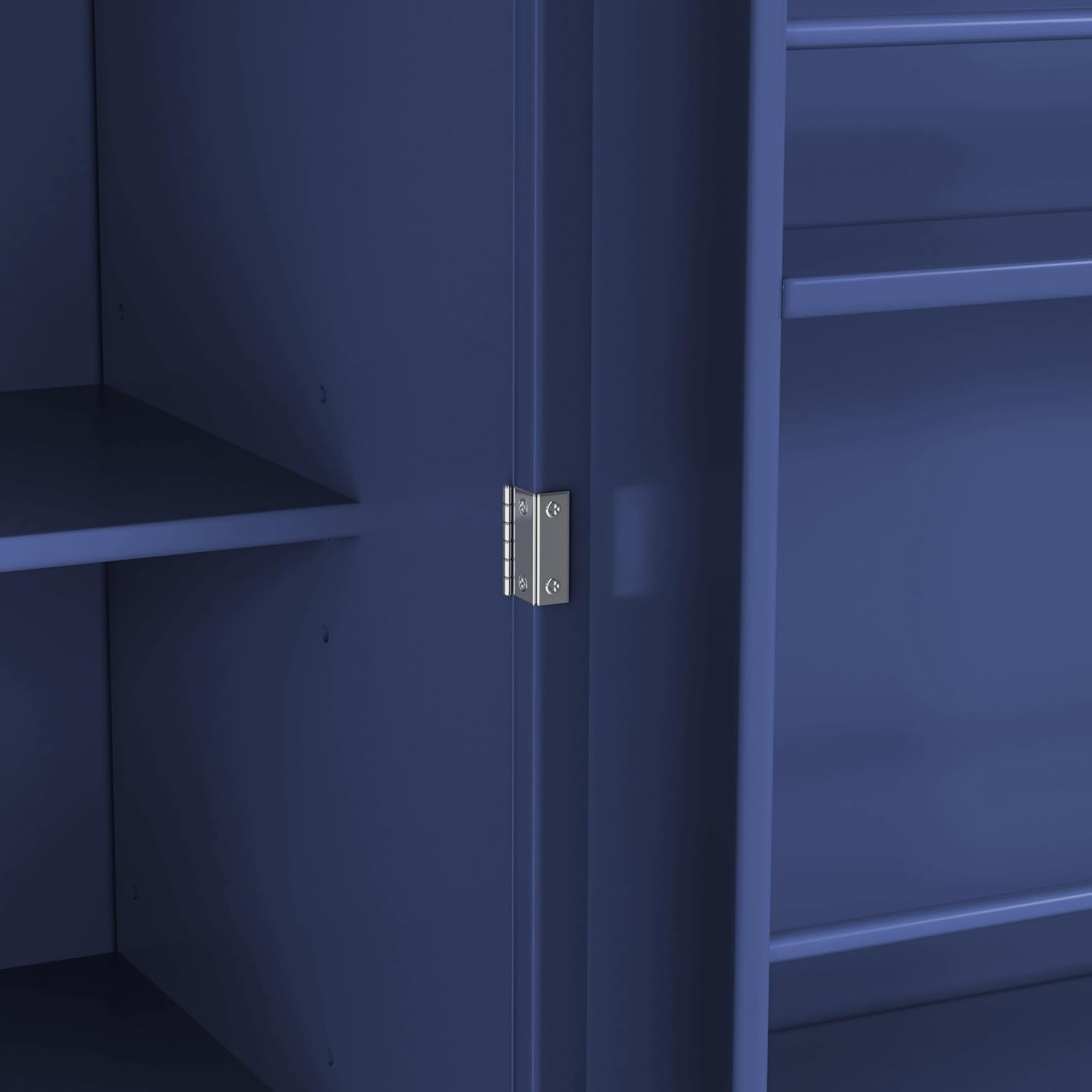 77" Tall Farmhouse Kitchen Pantry Cabinet, Freestanding Food Storage Cupboard with 3 Adjustable Shelves, 8 Door Shelves & 3 Drawers for Kitchen & Dining Room, Blue