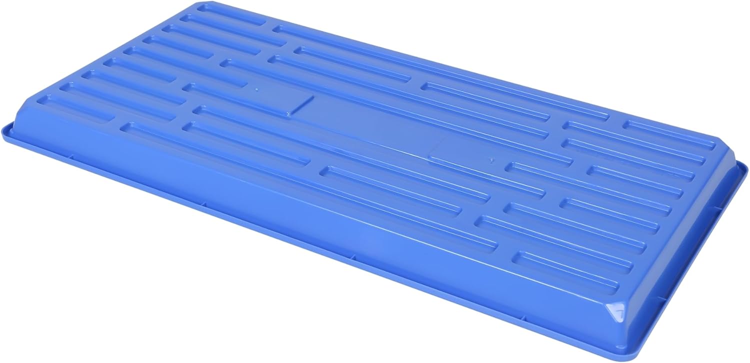 SUNPACK 10" x 20" Heavy Duty Shallow Plastic Seed Starting Tray, Blue, 1" - No Drainage Holes, Perfect for Greenhouses or Indoor Gardening