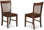 East West Furniture NFC-MAH-W Norfolk Dining Room Chairs - Slat Back Solid Wood Seat Chairs, Set of 2, Mahogany