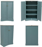 Farmhouse Sideboard Cabinet - Versatile Storage for Kitchen, Buffet Living Room, Hallway, Shoe & Bathroom - 22" W x 11.75" D x 36.75" H, Teal