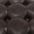 Niche Knight 28-Inch Large Round Pintucked Storage Ottoman with Lift-Off Lid, Tufted Faux Leather Accent Footrest for Living Room, Bedroom, Entryway, Hidden Storage – Brown Faux Leather