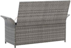 Poly Rattan Patio Storage Bench with Cushion, 54.3" Waterproof PE Outdoor Bench with Large Storage Space and Removable Polyester Cover, Gray